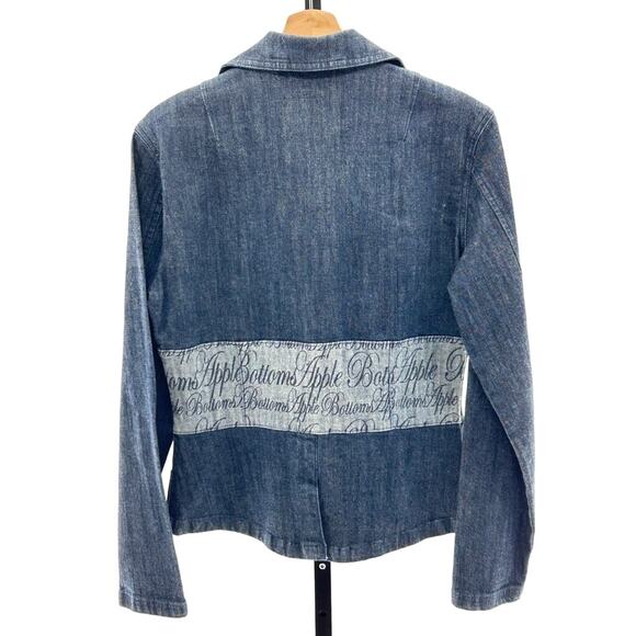 Apple Bottoms Y2K Logo Blue Denim Jean Blazer Jacket Sz M y2kfashion hip hop - Picture 2 of 9